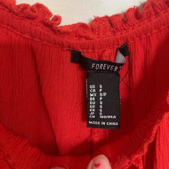 forever 21 red off the shoulder crop top - Picture 2 of 4